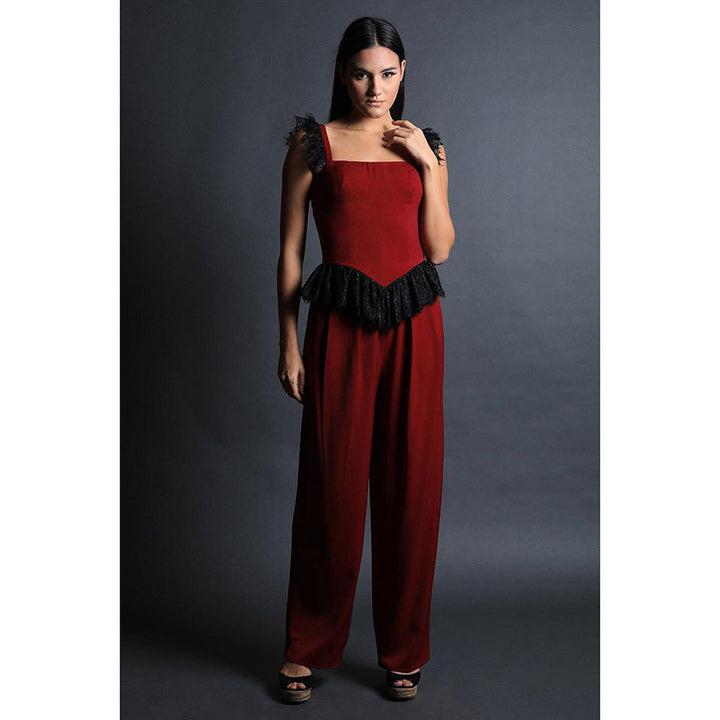 Swatee Singh Corseted Lace Top and Pleated Pants (Set of 2)