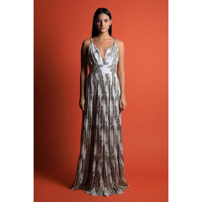 Swatee Singh Strappy Fit and Flared Maxi Dress