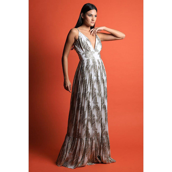 Swatee Singh Strappy Fit and Flared Maxi Dress