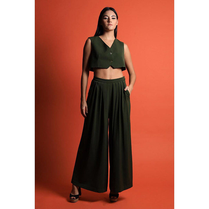 Swatee Singh Crop Waist Coat and Pleated Pants (Set of 2)