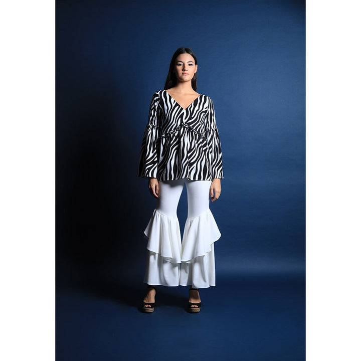 Swatee Singh Fit and Flared Ruffled Pants