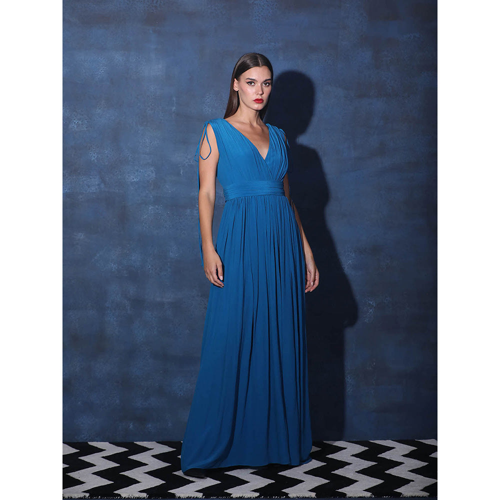 Swatee Singh Deep V Overlapping Gown With Ties At Shoulders