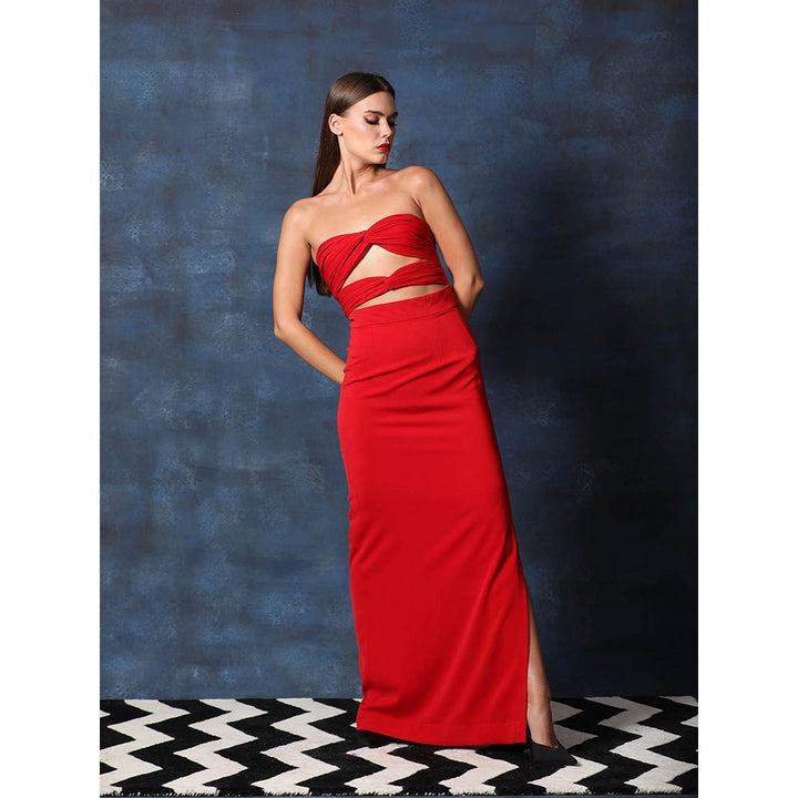 Swatee Singh Tube Knot Straight Gown With Side Slit