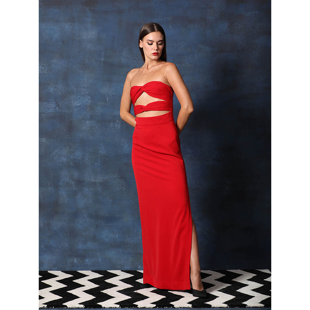 Swatee Singh Tube Knot Straight Gown With Side Slit