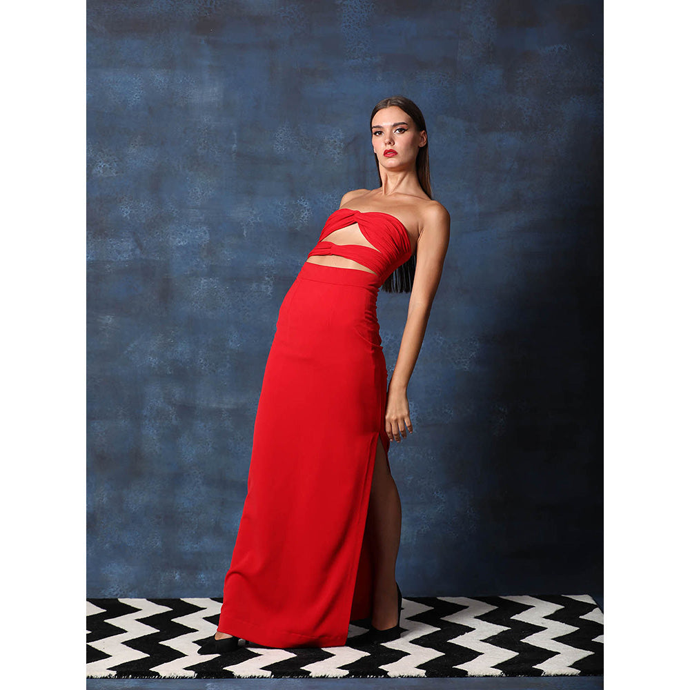 Swatee Singh Tube Knot Straight Gown With Side Slit