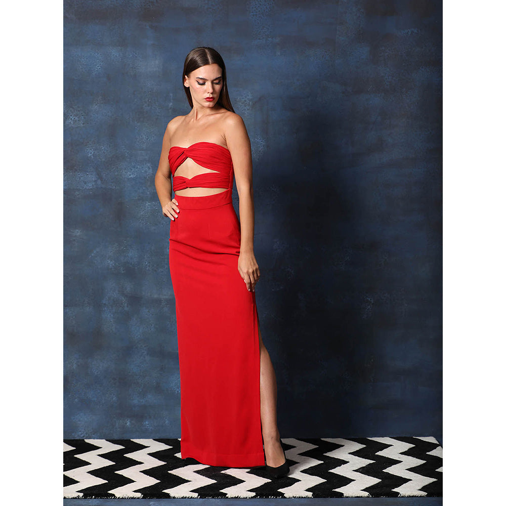 Swatee Singh Tube Knot Straight Gown With Side Slit