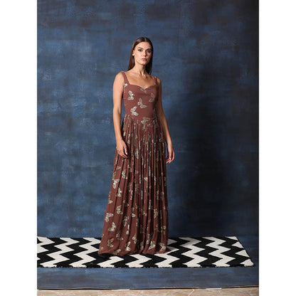 Swatee Singh Jewel Neck With V Waistline Gown