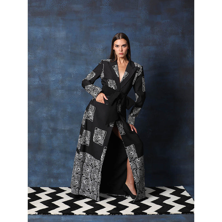 Swatee Singh Long Overcoat With Full Straight Sleeves