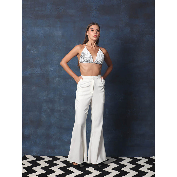 Swatee Singh Halter Neck Blazer With Bell Bottom Flared Pant