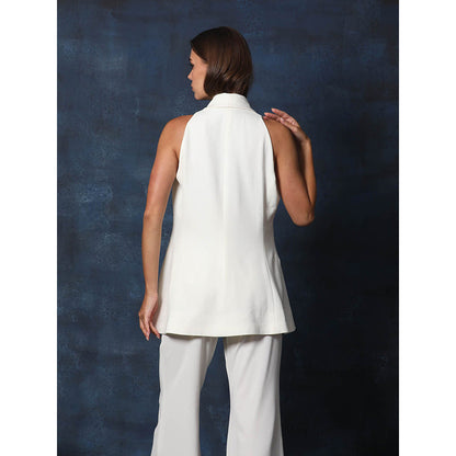 Swatee Singh Halter Neck Blazer With Bell Bottom Flared Pant