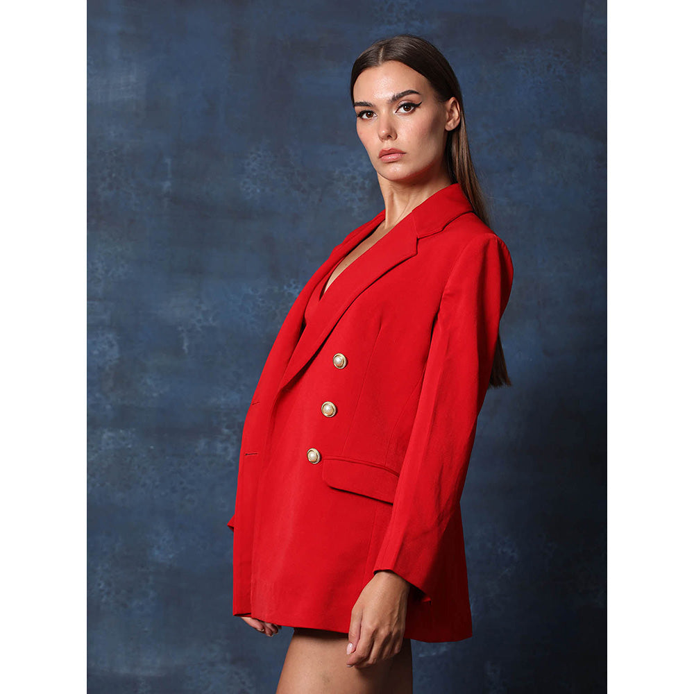 Swatee Singh Red Blazer With Shorts