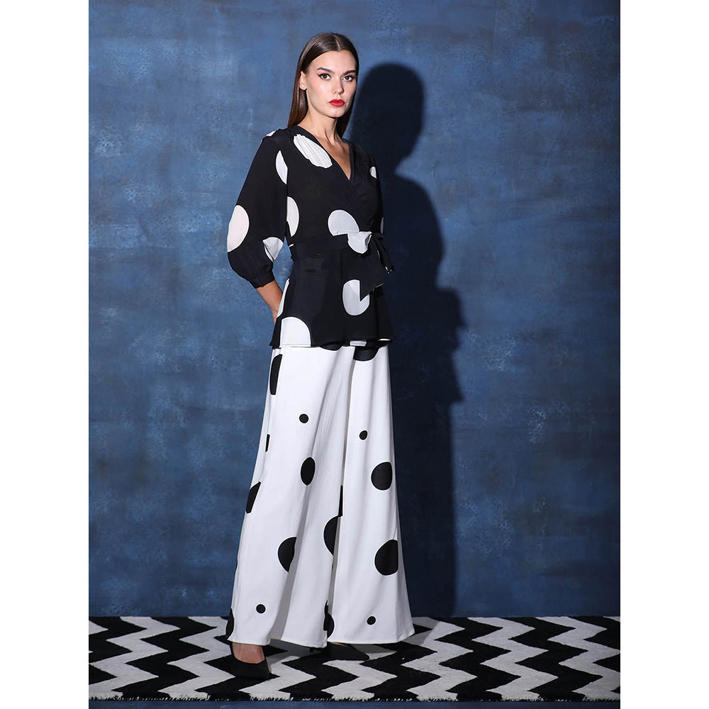 Swatee Singh Wrap Top With Balloon Sleeves And Flared Pant