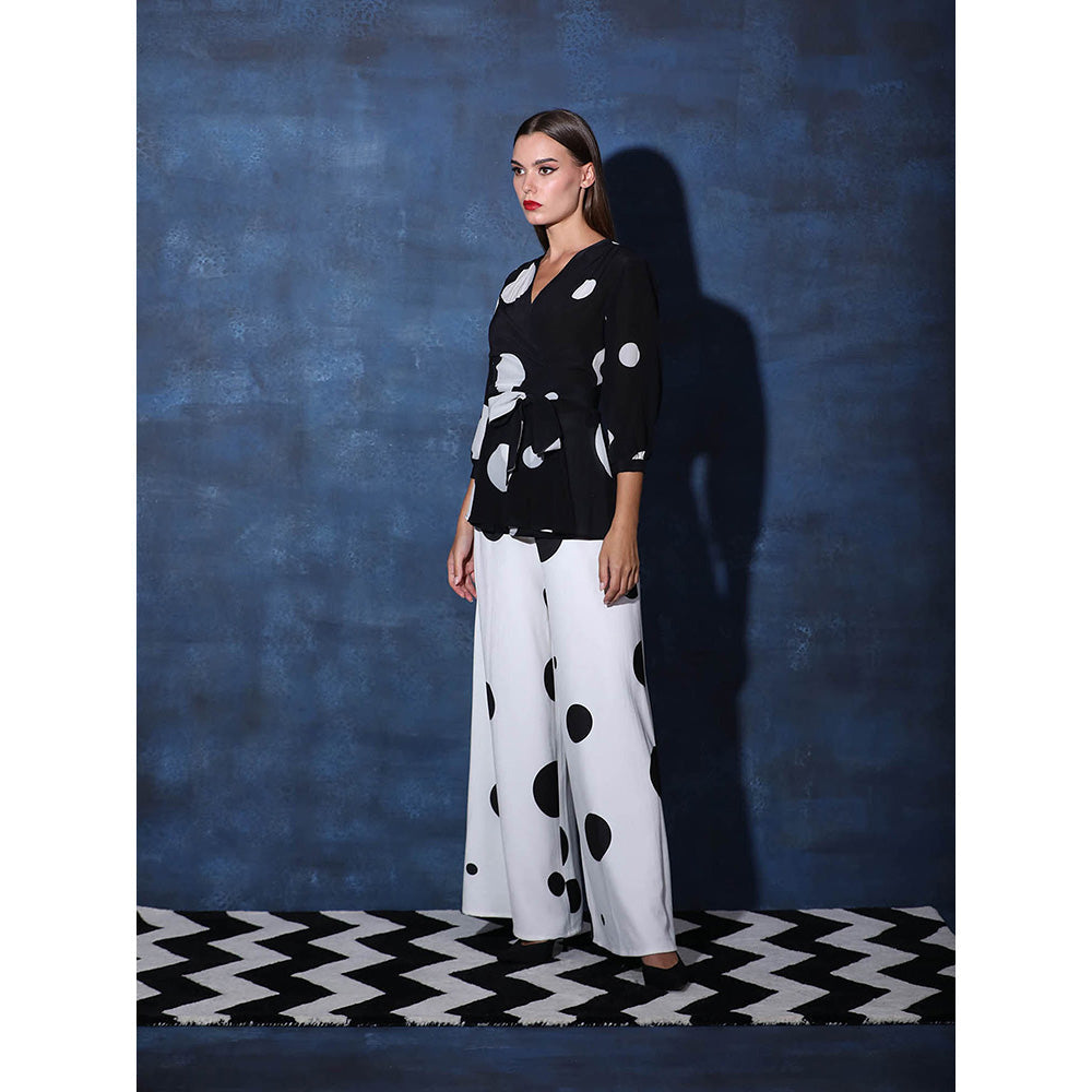 Swatee Singh Wrap Top With Balloon Sleeves And Flared Pant