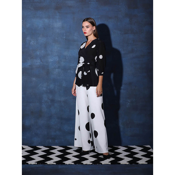 Swatee Singh Wrap Top With Balloon Sleeves And Flared Pant