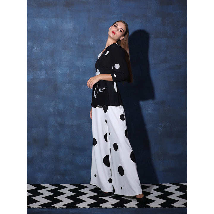 Swatee Singh Wrap Top With Balloon Sleeves And Flared Pant