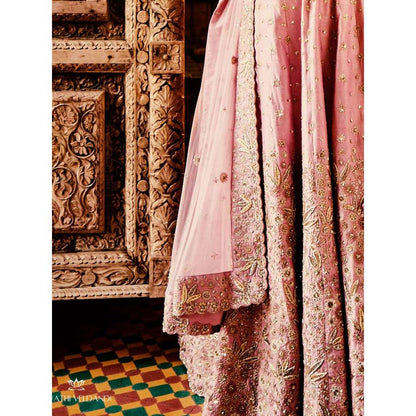 SWATHI VELDANDI Onion Pink Lehenga with Blouse and Dupatta (Set of 3)