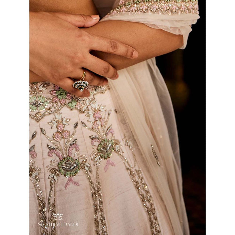 SWATHI VELDANDI Heavenly Pink Lehenga with Blouse and Dupatta (Set of 3)