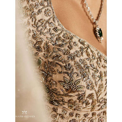 SWATHI VELDANDI Ivory Lehenga with Blouse and Dupatta (Set of 3)