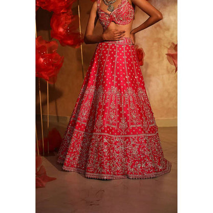 SWATHI VELDANDI Princess Pink Bridal Lehenga with Blouse and Dupatta (Set of 3)