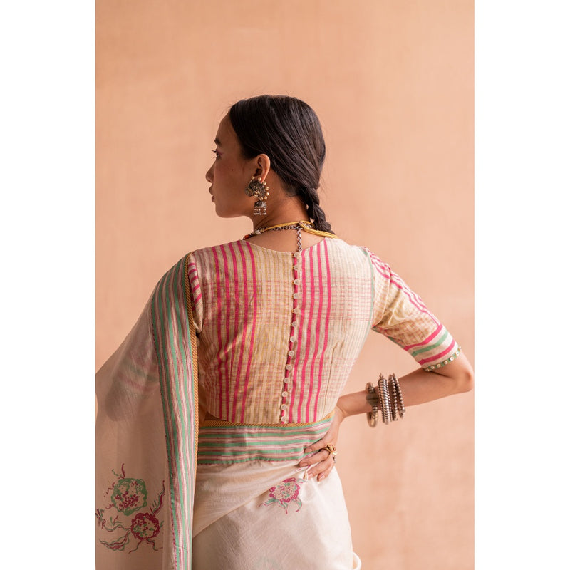 SWATTI KAPOOR Svet Beige Printed with Beaded Details Stitched Blouse