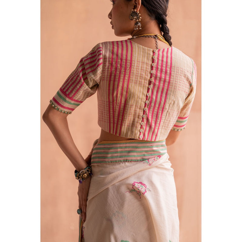 SWATTI KAPOOR Svet Beige Printed with Beaded Details Stitched Blouse