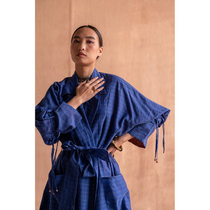 SWATTI KAPOOR Neel Blue Printed Ethnic Jacket