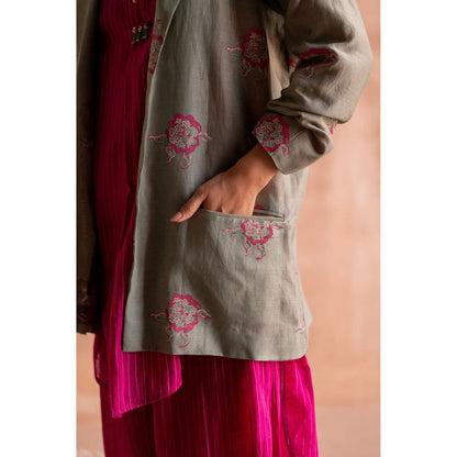 SWATTI KAPOOR Firoza Green Printed Ethnic Jacket