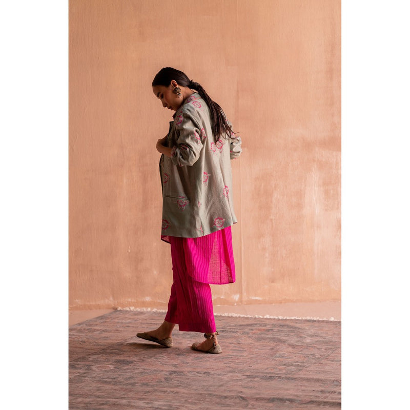 SWATTI KAPOOR Firoza Green Printed Ethnic Jacket