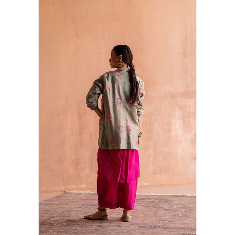 SWATTI KAPOOR Firoza Green Printed Ethnic Jacket