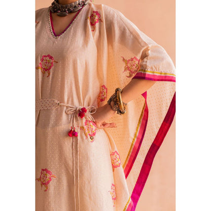 SWATTI KAPOOR Svet Beige Floral Printed Kaftan Dress
