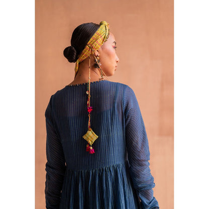 SWATTI KAPOOR Neel Navy Blue Stripes Printed Kurta