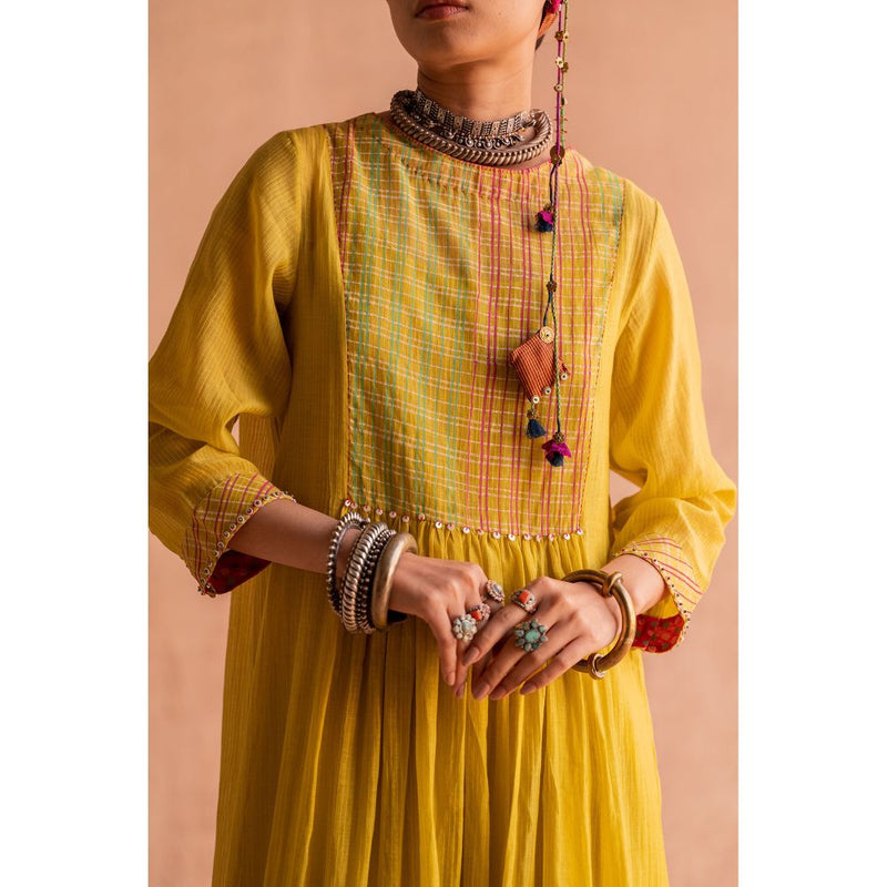 SWATTI KAPOOR Nimbu Yellow Printed Anarkali Kurta