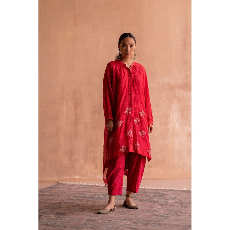 SWATTI KAPOOR Lal Red Hand Block Print Kurta