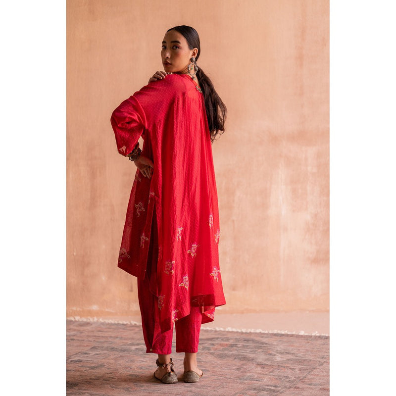 SWATTI KAPOOR Lal Red Hand Block Print Kurta