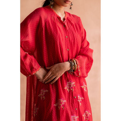 SWATTI KAPOOR Lal Red Hand Block Print Kurta