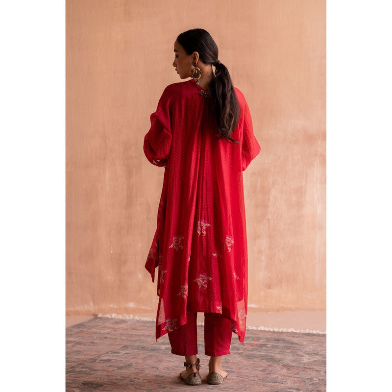 SWATTI KAPOOR Lal Red Hand Block Print Kurta