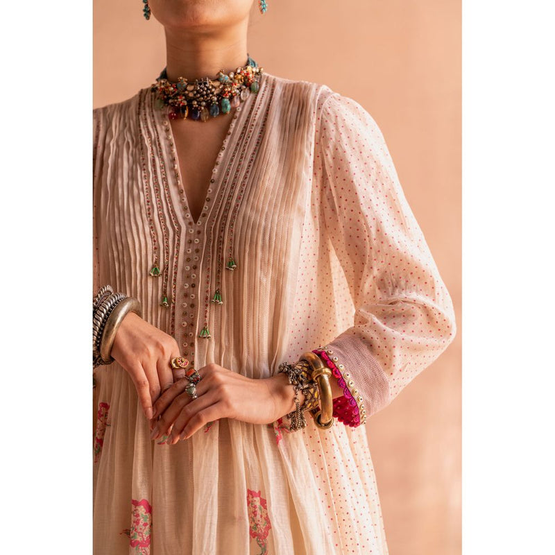SWATTI KAPOOR Svet Beige Printed Anarkali Kurta