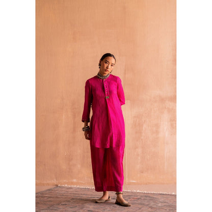 SWATTI KAPOOR Rani Pink Stripe Printed Kurta