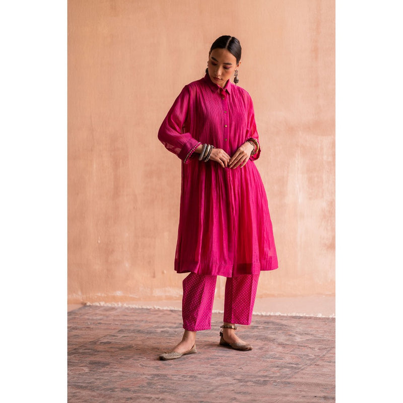 SWATTI KAPOOR Rani Pink Shirt Style Kurta