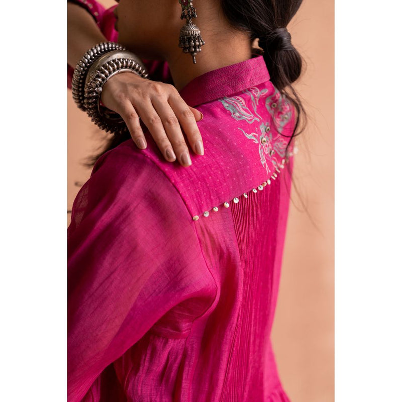 SWATTI KAPOOR Rani Pink Shirt Style Kurta