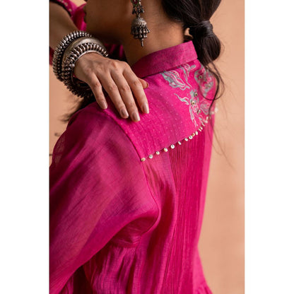 SWATTI KAPOOR Rani Pink Shirt Style Kurta
