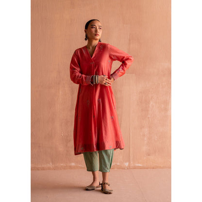 SWATTI KAPOOR Gujari Coral Floral Printed Kurta