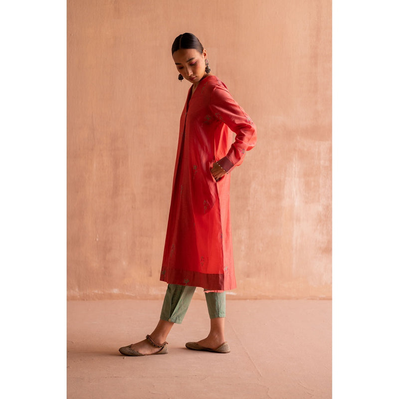 SWATTI KAPOOR Gujari Coral Floral Printed Kurta