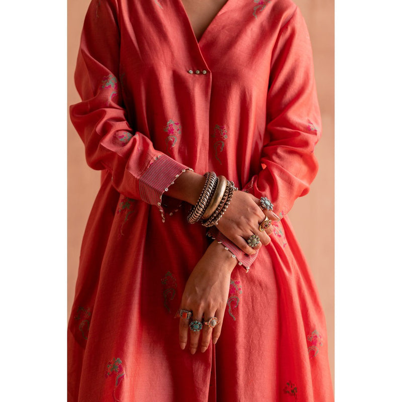 SWATTI KAPOOR Gujari Coral Floral Printed Kurta