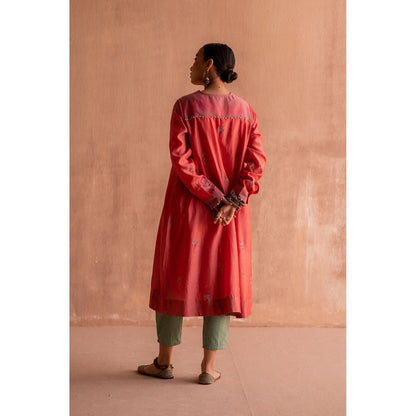 SWATTI KAPOOR Gujari Coral Floral Printed Kurta