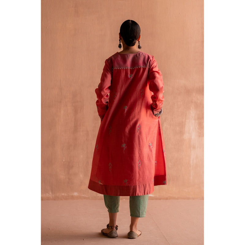 SWATTI KAPOOR Gujari Coral Floral Printed Kurta