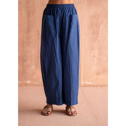 SWATTI KAPOOR Neel Navy Blue Solid Pant