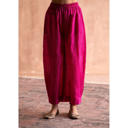 SWATTI KAPOOR Rani Pink Stripes Printed Pant