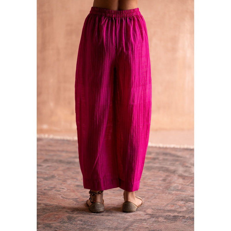 SWATTI KAPOOR Rani Pink Stripes Printed Pant