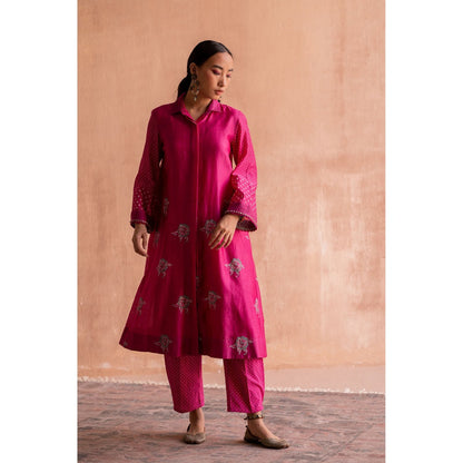 SWATTI KAPOOR Rani Pink Polka Dot Print Pant